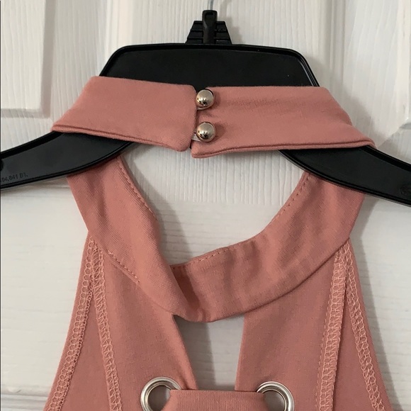 Fashion Nova - Pink Lace up Halter Dress - Picture 3 of 7